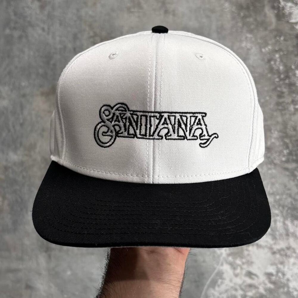 Vintage 90s Santana Black & White Hat. Tour Snapback